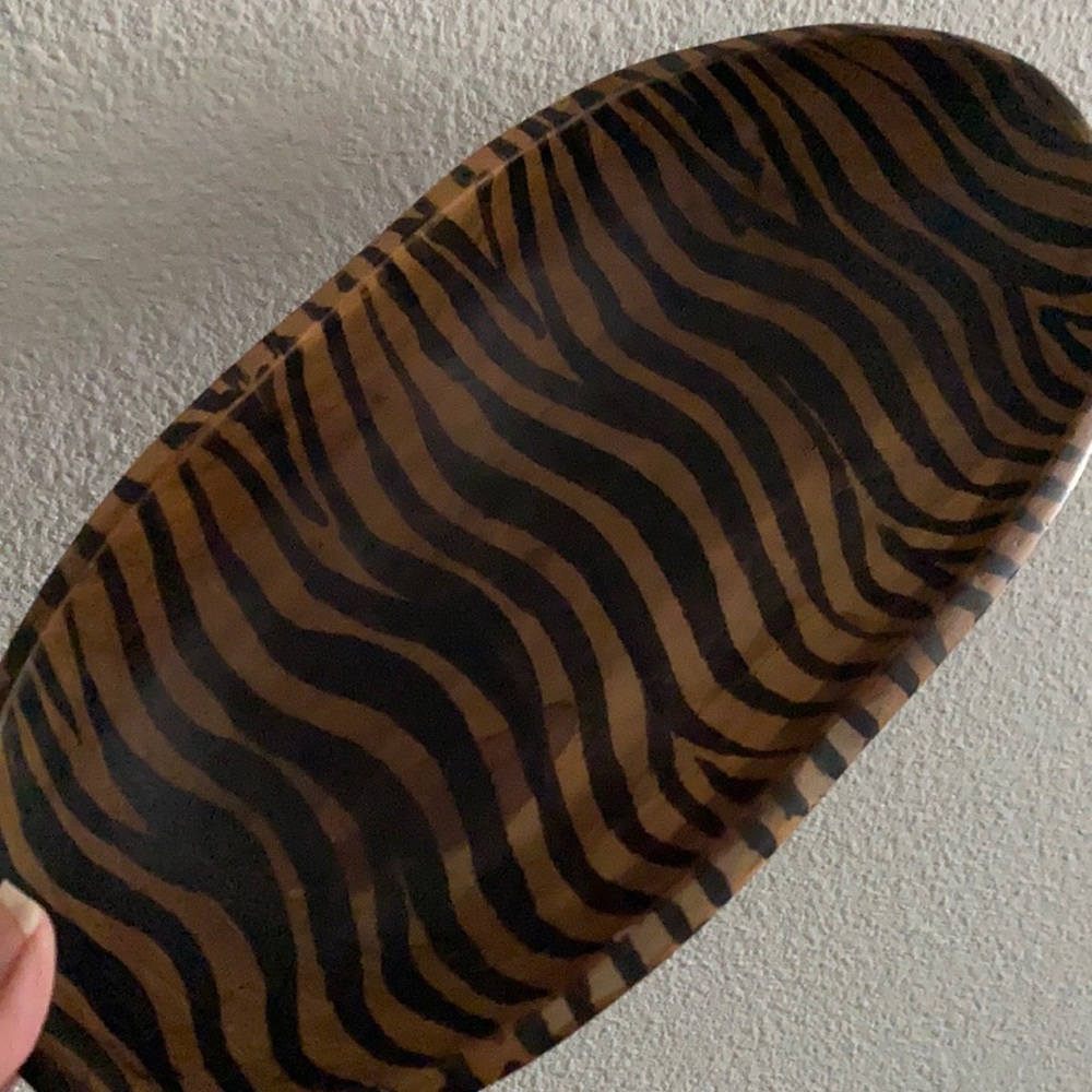 Decorative Zebra-Stripe Accent Tray - Brown & Black